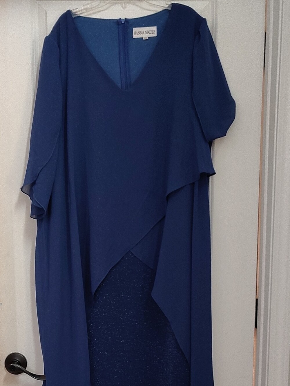 Alex Evenings Deep Blue Layered V-Neck Evening Dress